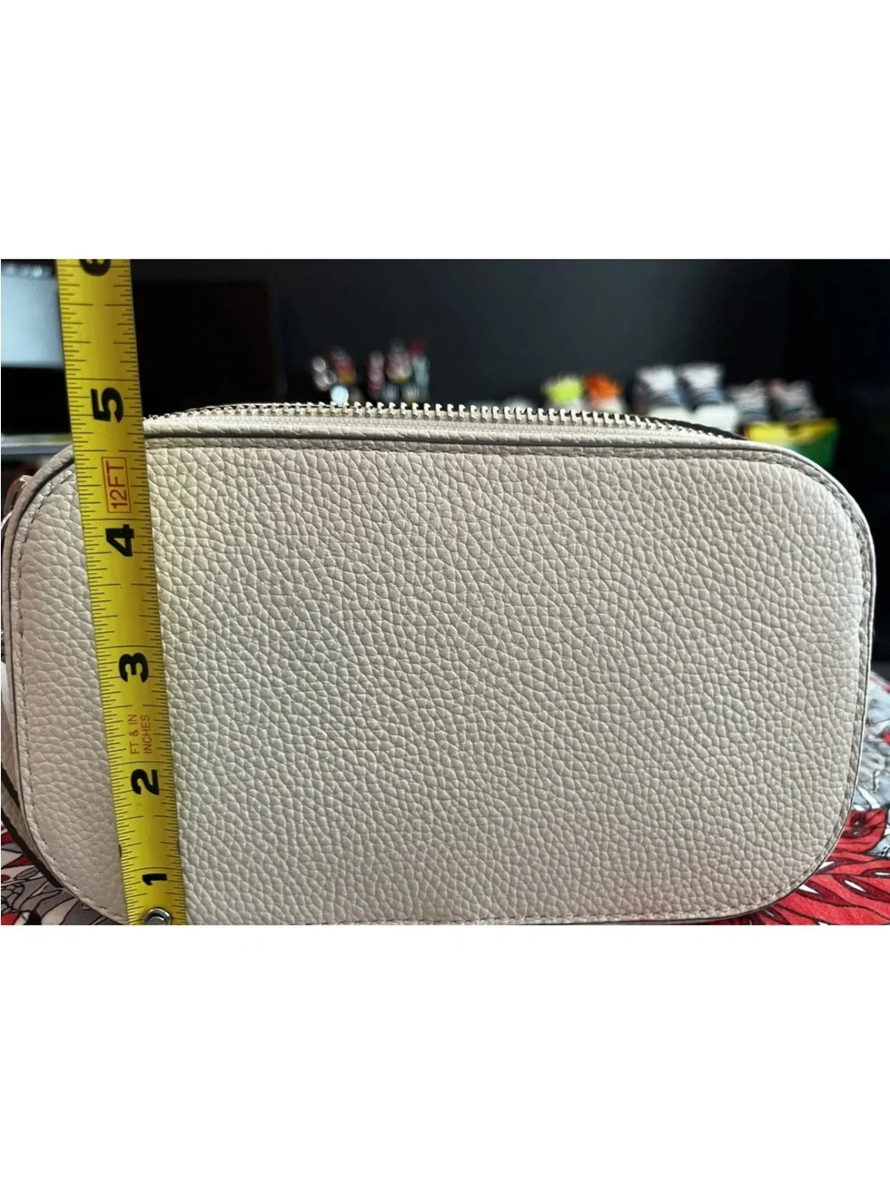 Tory Burch Cream Leather Mini Crossbody with Logo Strap